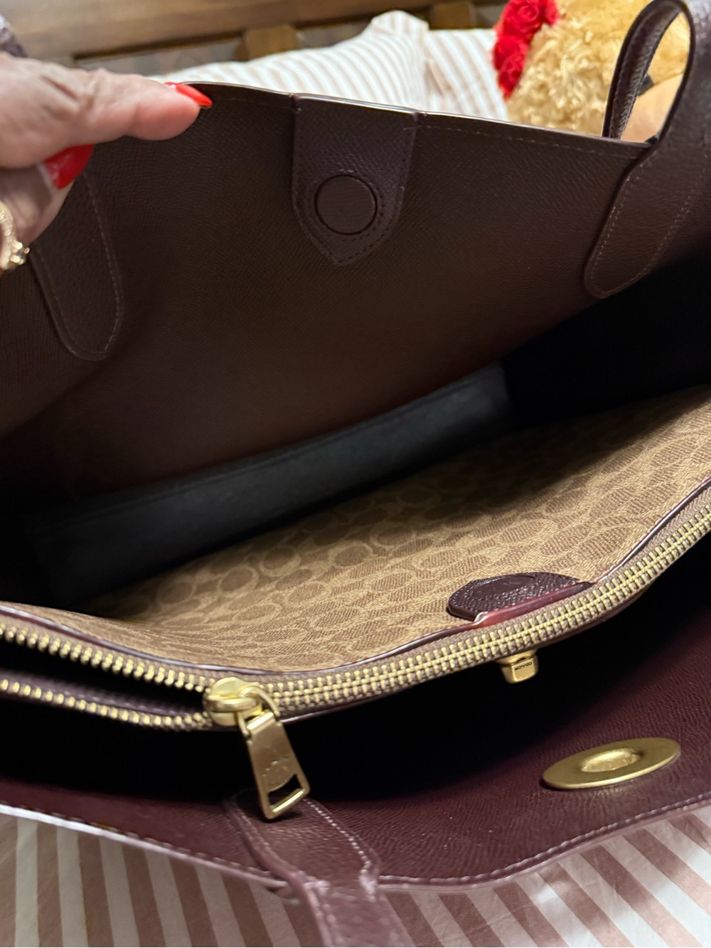 Coach Red Leather Tote - Picture 8 of 9